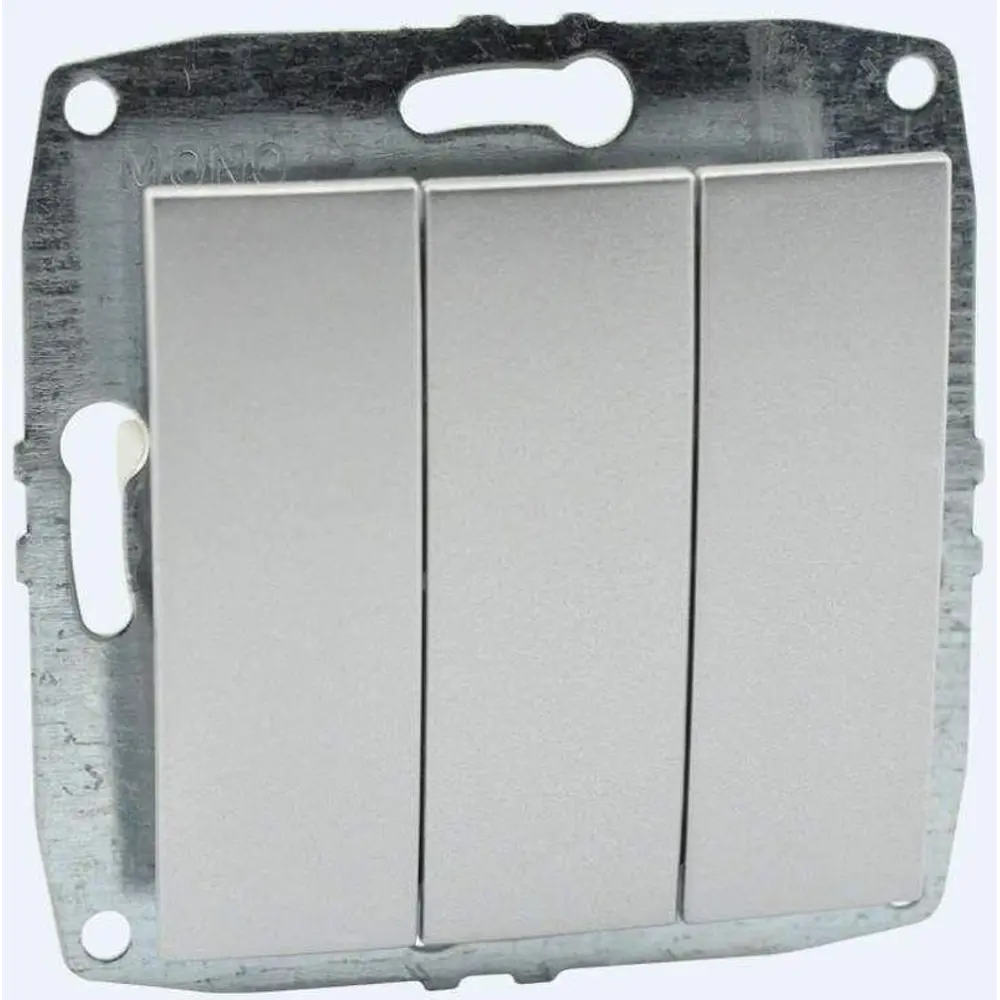 Фото Выключатель встраиваемый Mono electric Despina-Larissa 500-002122-114 3 клавиши цвет серебро Фото Выключатель встраиваемый Mono electric Despina-Larissa 500-002122-114 3 клавиши цвет серебро
