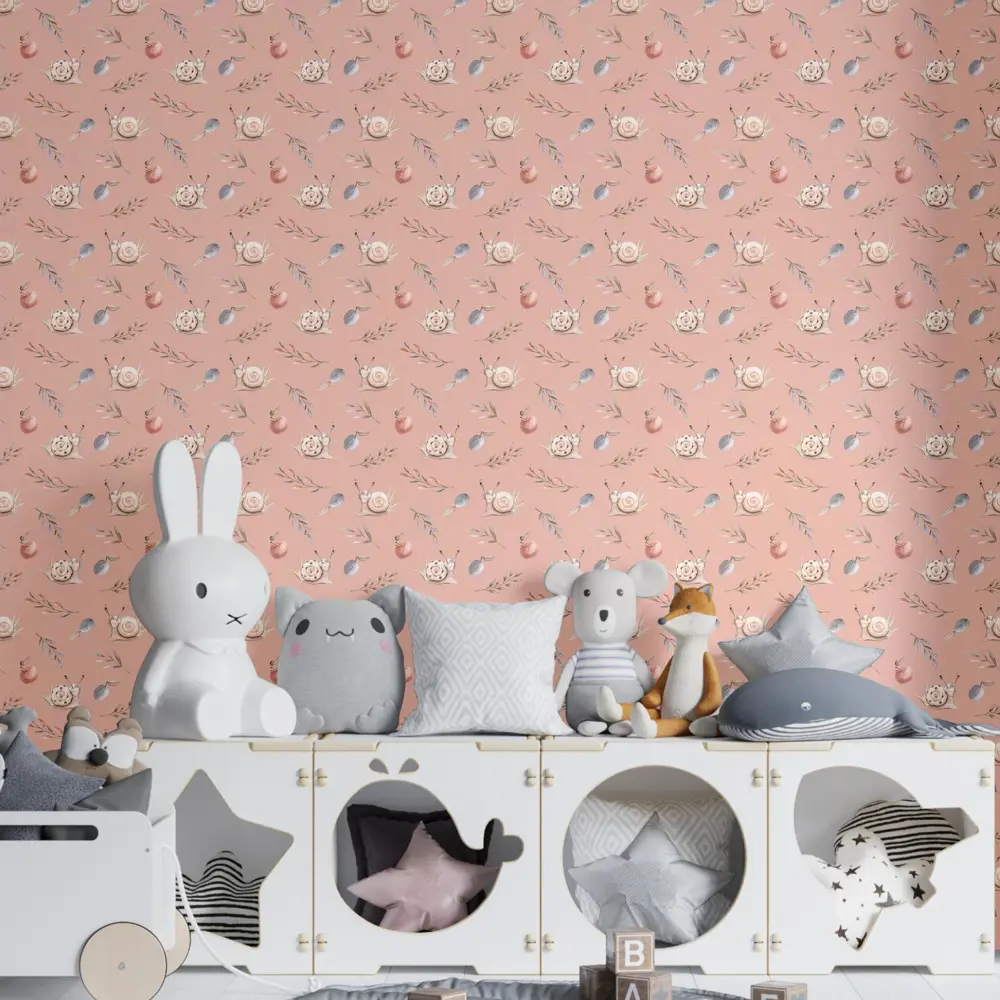 Фото 4 Обои флизелиновые Decoracion Смешные улитки 1 м темно-розовые 7102706-vinil-280x100x4