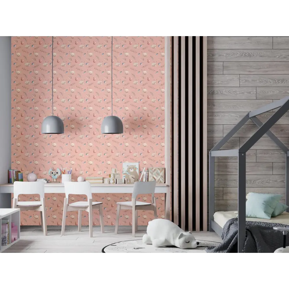 Фото 5 Обои флизелиновые Decoracion Смешные улитки 1 м темно-розовые 7102706-vinil-280x100x4