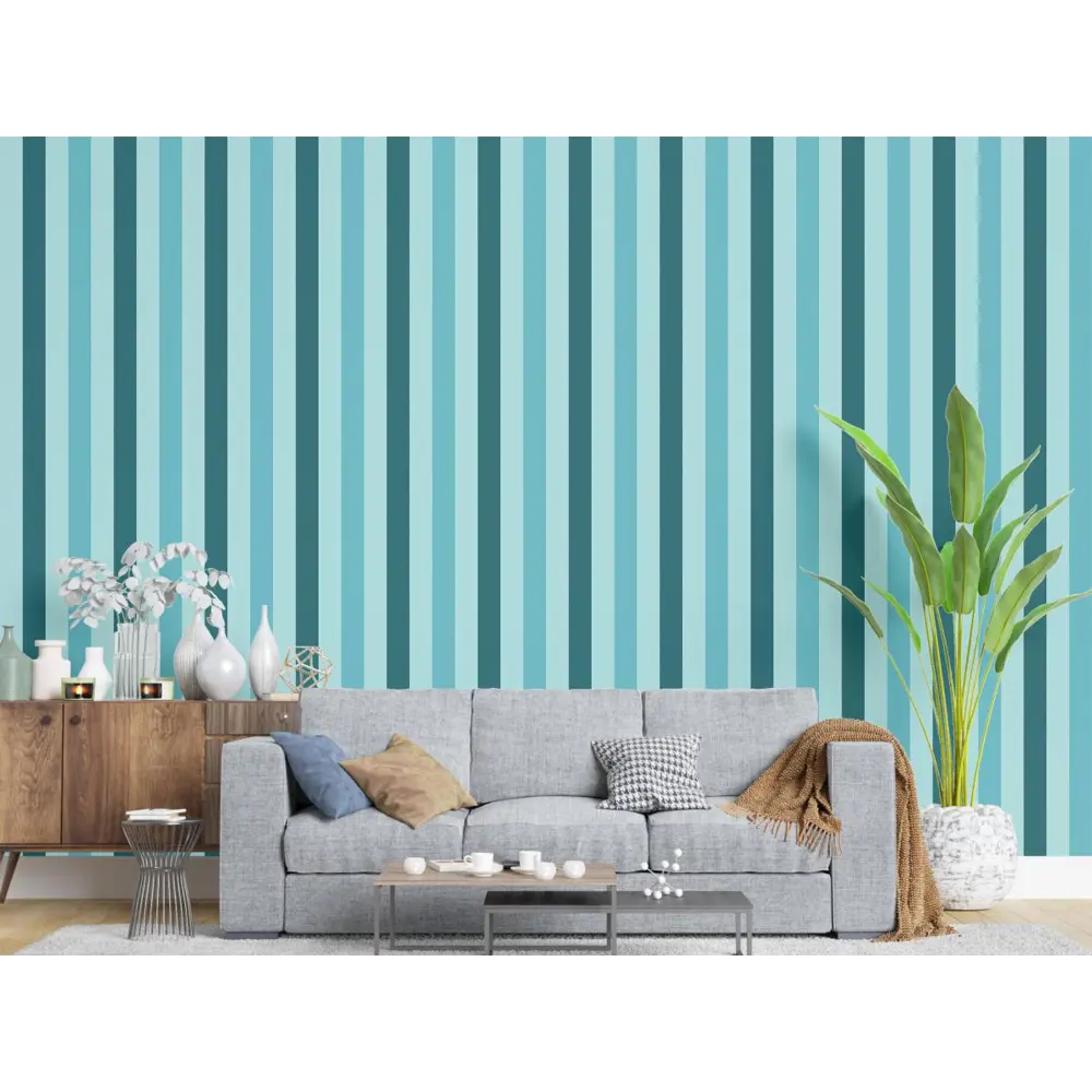 Фото 2 Обои флизелиновые Decoracion Разноцветные полоски 4x2.8 м бирюзовые/голубые 7012702 Фото 2 Обои флизелиновые Decoracion Разноцветные полоски 4x2.8 м бирюзовые/голубые 7012702