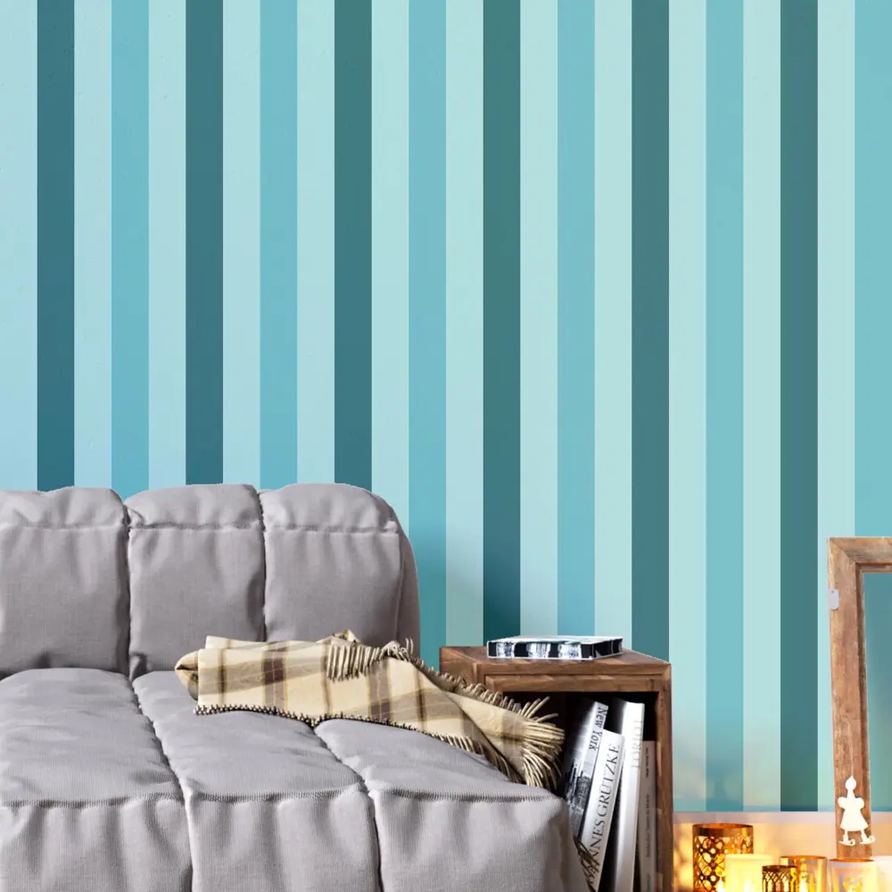 Фото 4 Обои флизелиновые Decoracion Разноцветные полоски 4x2.8 м бирюзовые/голубые 7012702 Фото 4 Обои флизелиновые Decoracion Разноцветные полоски 4x2.8 м бирюзовые/голубые 7012702