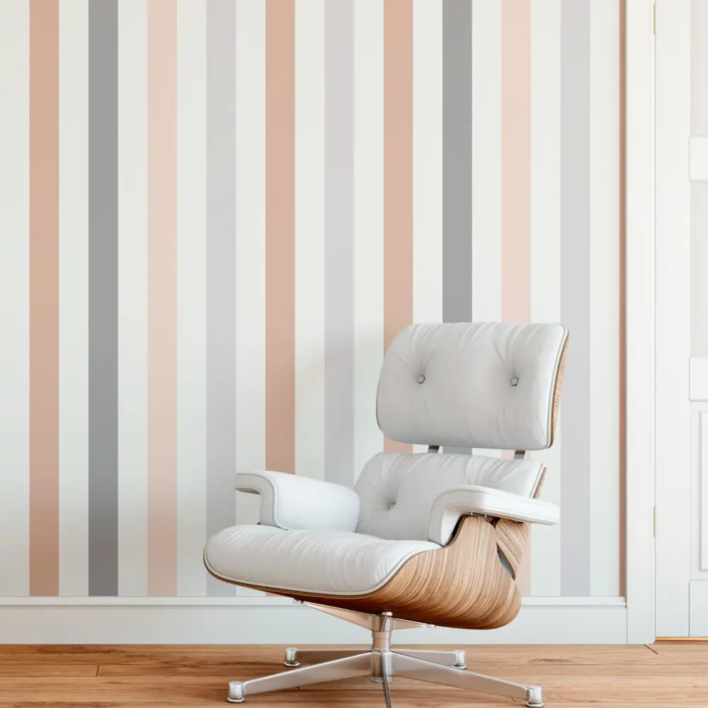 Фото Обои флизелиновые Decoracion Разноцветные полоски 4x2.8 м серые/белые/бежевые 7012501 Фото Обои флизелиновые Decoracion Разноцветные полоски 4x2.8 м серые/белые/бежевые 7012501