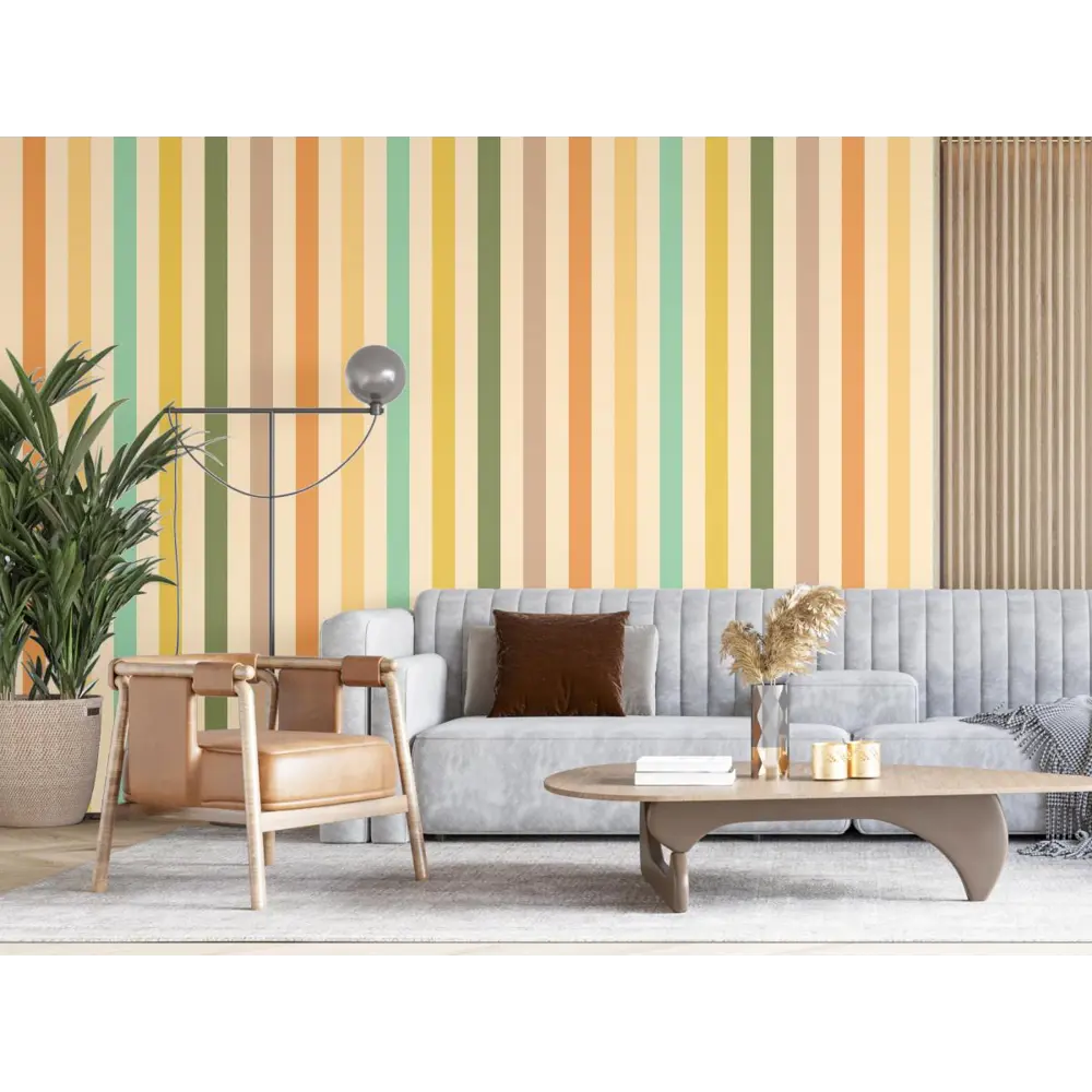 Фото 5 Обои флизелиновые Decoracion Разноцветные полоски 4x2.8 м оливковые бежевые оранжевые 7012604 Фото 5 Обои флизелиновые Decoracion Разноцветные полоски 4x2.8 м оливковые бежевые оранжевые 7012604