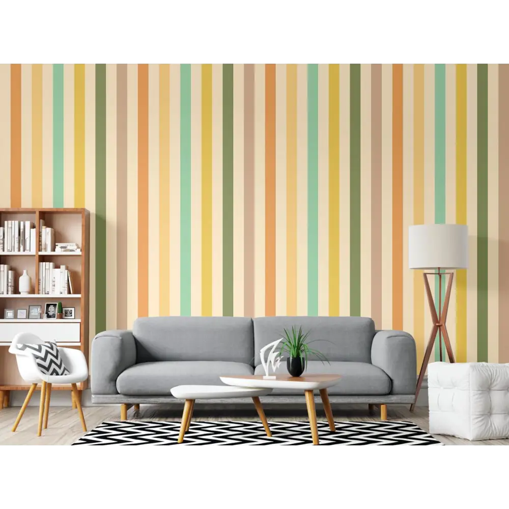 Фото 2 Обои флизелиновые Decoracion Разноцветные полоски 4x2.8 м оливковые бежевые оранжевые 7012604 Фото 2 Обои флизелиновые Decoracion Разноцветные полоски 4x2.8 м оливковые бежевые оранжевые 7012604