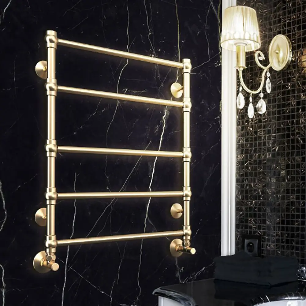 Фото 3 Полотенцесушитель водяной лестница Royal thermo П6 500x800 54x80 см 1/2" нержавеющая сталь цвет латунь