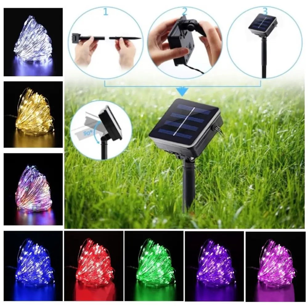 Фото 7 Гирлянда светодиодная уличная капли росы BoomBoomShop BB-00277 на солнечных батареях 42 метров 400 ламп 8 режимов розовая Фото 7 Гирлянда светодиодная уличная капли росы BoomBoomShop BB-00277 на солнечных батареях 42 метров 400 ламп 8 режимов розовая