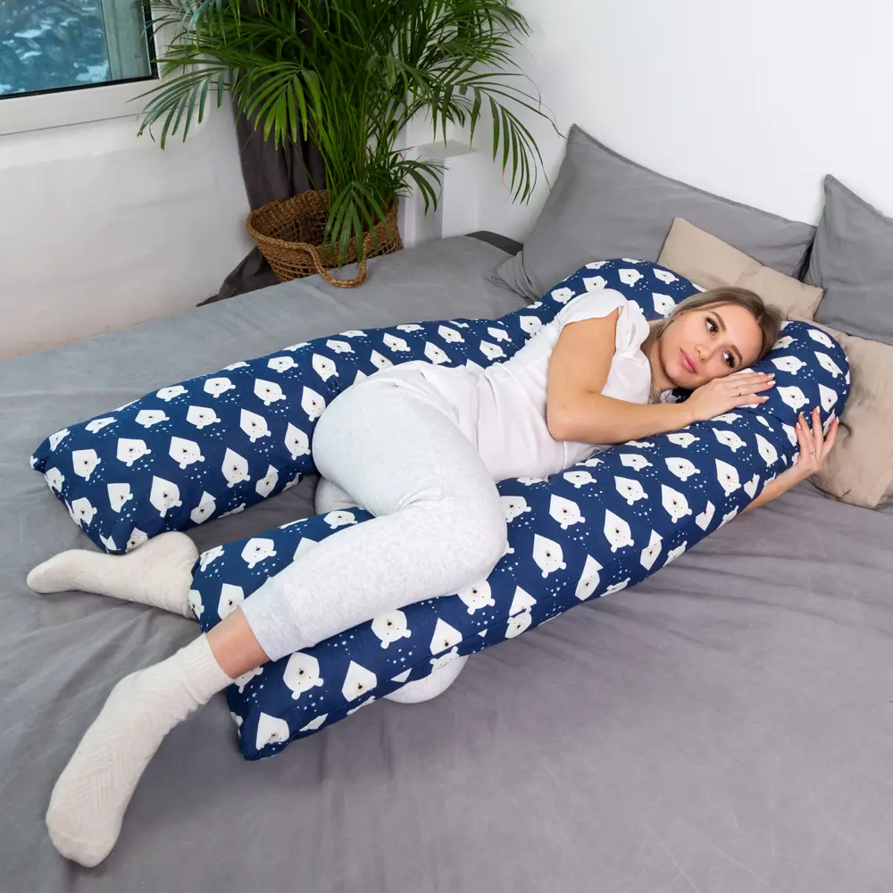 Фото 3 Подушка AmaroBaby для беременных Белые медведи 340x35 см, холлофайбер Фото 3 Подушка AmaroBaby для беременных Белые медведи 340x35 см, холлофайбер