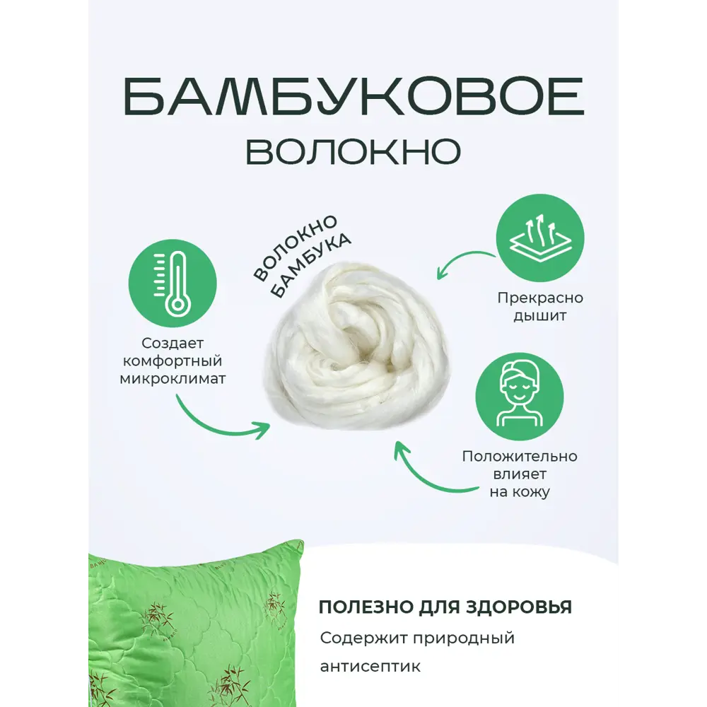 Фото 2 Подушка Sn textile ПУБ-050 бамбук ЭКО, 50x70 см, бамбук