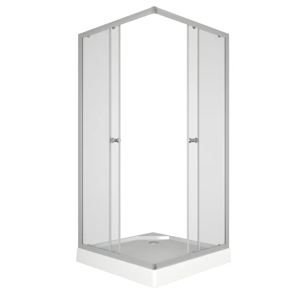 Фото 3 Душевой уголок Bauedge Stil SB0040E квадрат 90x90см хромированный профиль эффект стекла прозрачный