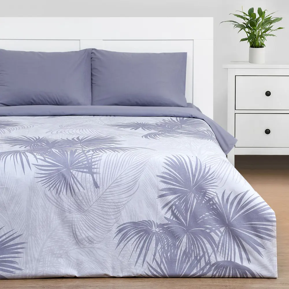 Фото Комплект постельного белья Этель Palme поплин 2-спальный наволочки 50 x 70- 2 шт цвет белый