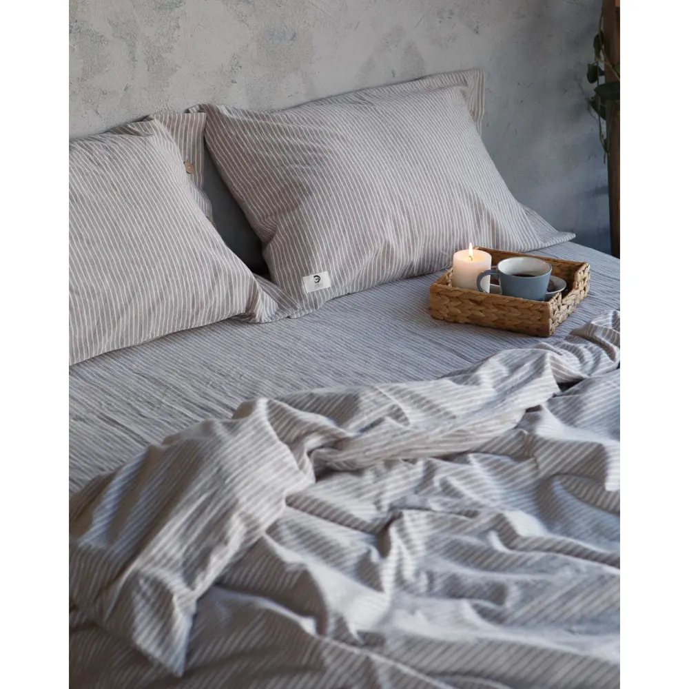 Фото 3 Комплект постельного белья Этель Полоски хлопок 2-спальный наволочки 50 x 70- 2 шт цвет бежевый