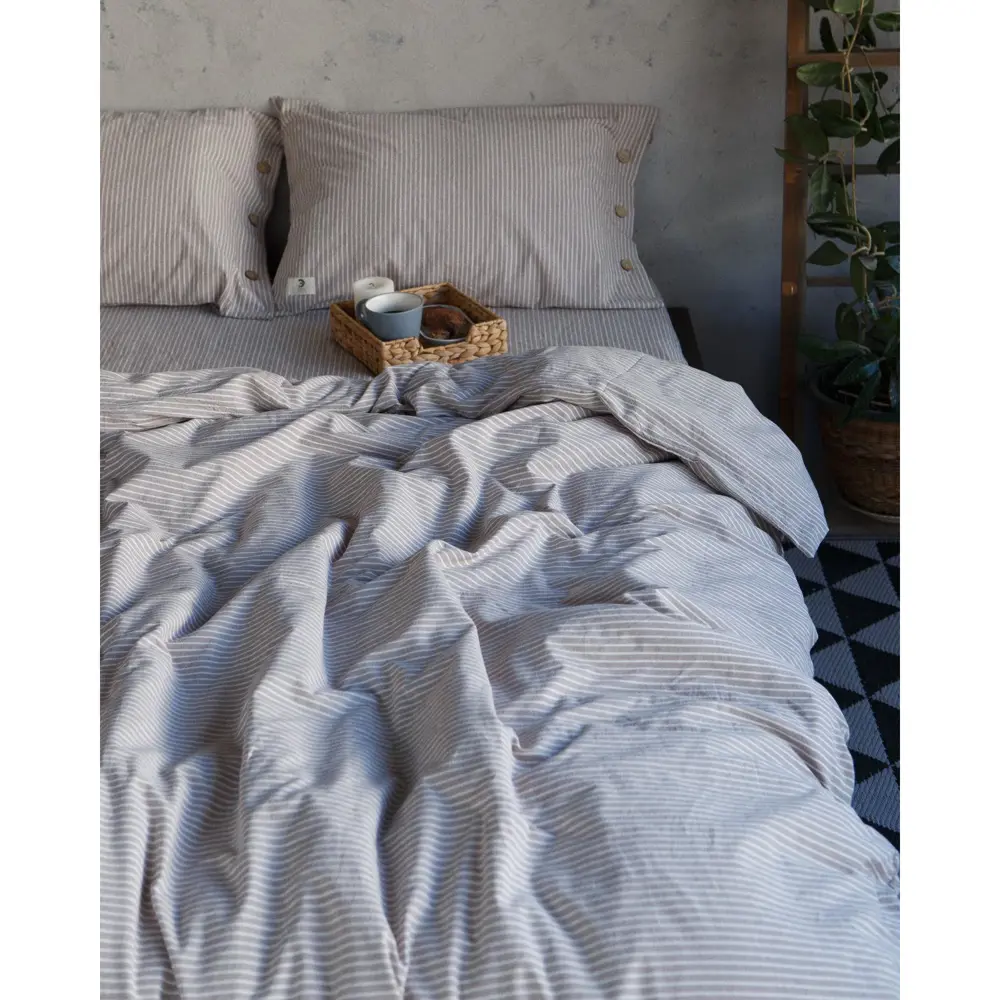 Фото 2 Комплект постельного белья Этель Полоски хлопок 2-спальный наволочки 50 x 70- 2 шт цвет бежевый