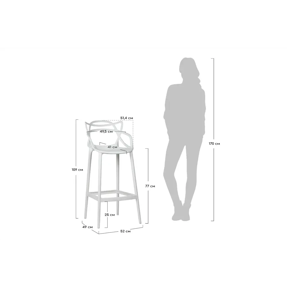 Фото 6 Стул Bradex Masters 59x110x50 см полипропилен цвет черный Фото 6 Стул Bradex Masters 59x110x50 см полипропилен цвет черный