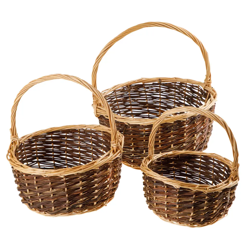 Фото 2 Корзина для фруктов 7цветов-декор с ручкой 3 шт 35 см Дерево цвет коричневый Фото 2 Корзина для фруктов 7цветов-декор с ручкой 3 шт 35 см Дерево цвет коричневый