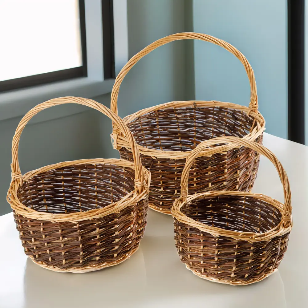 Фото Корзина для фруктов 7цветов-декор с ручкой 3 шт 35 см Дерево цвет коричневый Фото Корзина для фруктов 7цветов-декор с ручкой 3 шт 35 см Дерево цвет коричневый