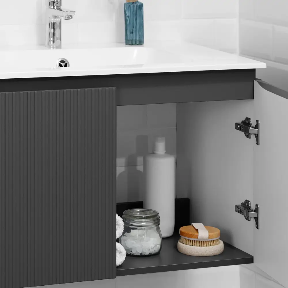 Фото 9 Тумба под раковину подвесная Итана 4657826222558 60см цвет темно-серый Фото 9 Тумба под раковину подвесная Итана 4657826222558 60см цвет темно-серый