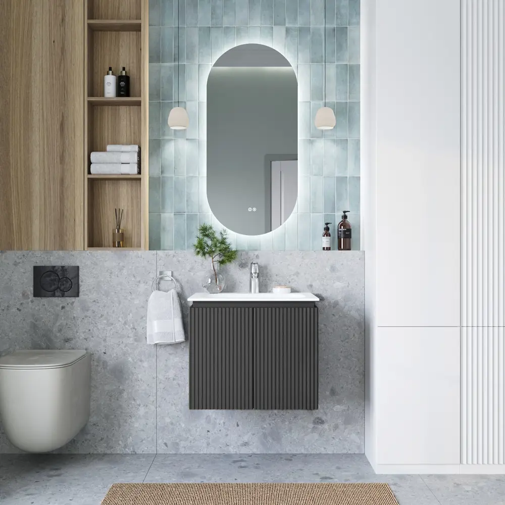 Фото 8 Тумба под раковину подвесная Итана 4657826222558 60см цвет темно-серый Фото 8 Тумба под раковину подвесная Итана 4657826222558 60см цвет темно-серый