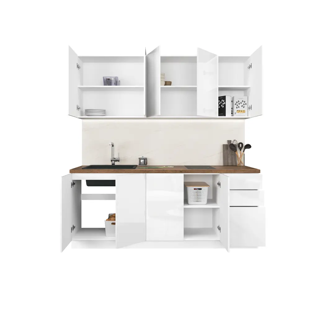 Фото Кухонный гарнитур Сурская мебель Эстетик 200x214x47.8 см ЛДСП цвет белый 50996603336200