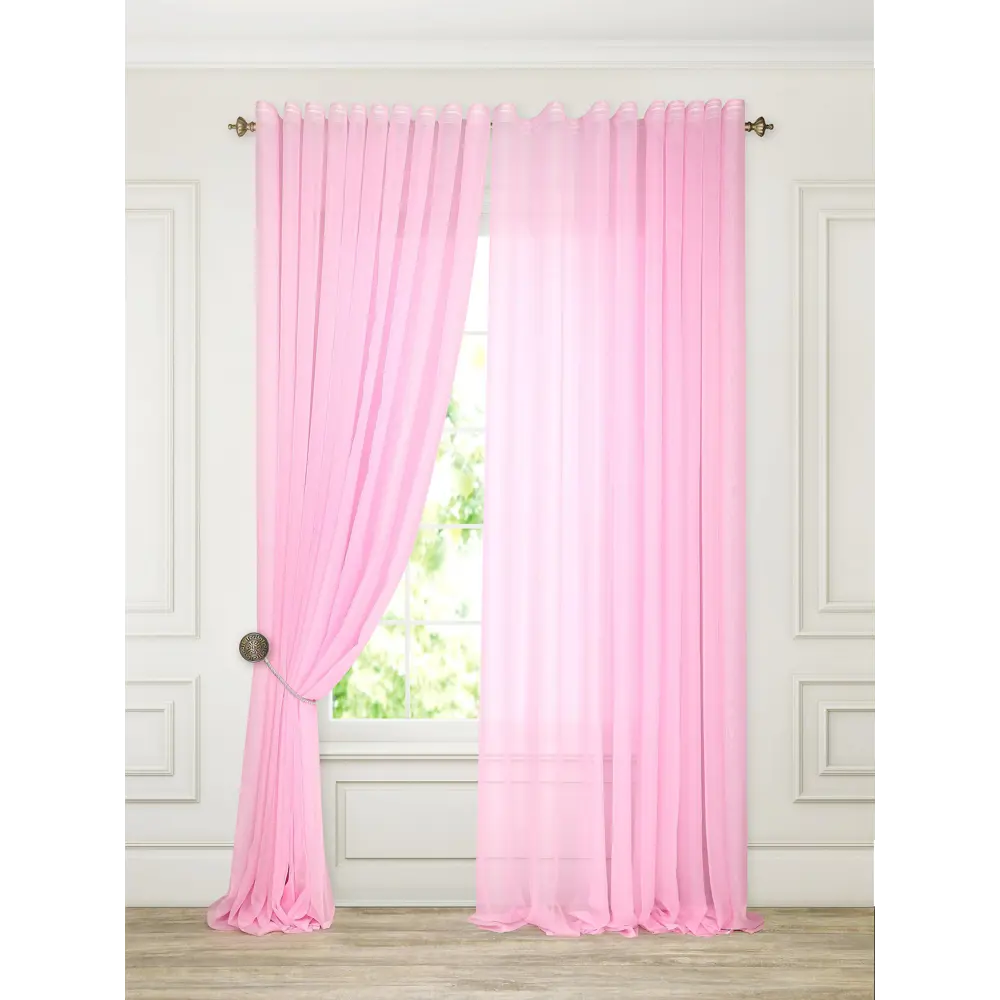 Фото 2 Тюль на ленте At Home Линдита 450x290 см вуаль цвет розовый AA121576 Фото 2 Тюль на ленте At Home Линдита 450x290 см вуаль цвет розовый AA121576