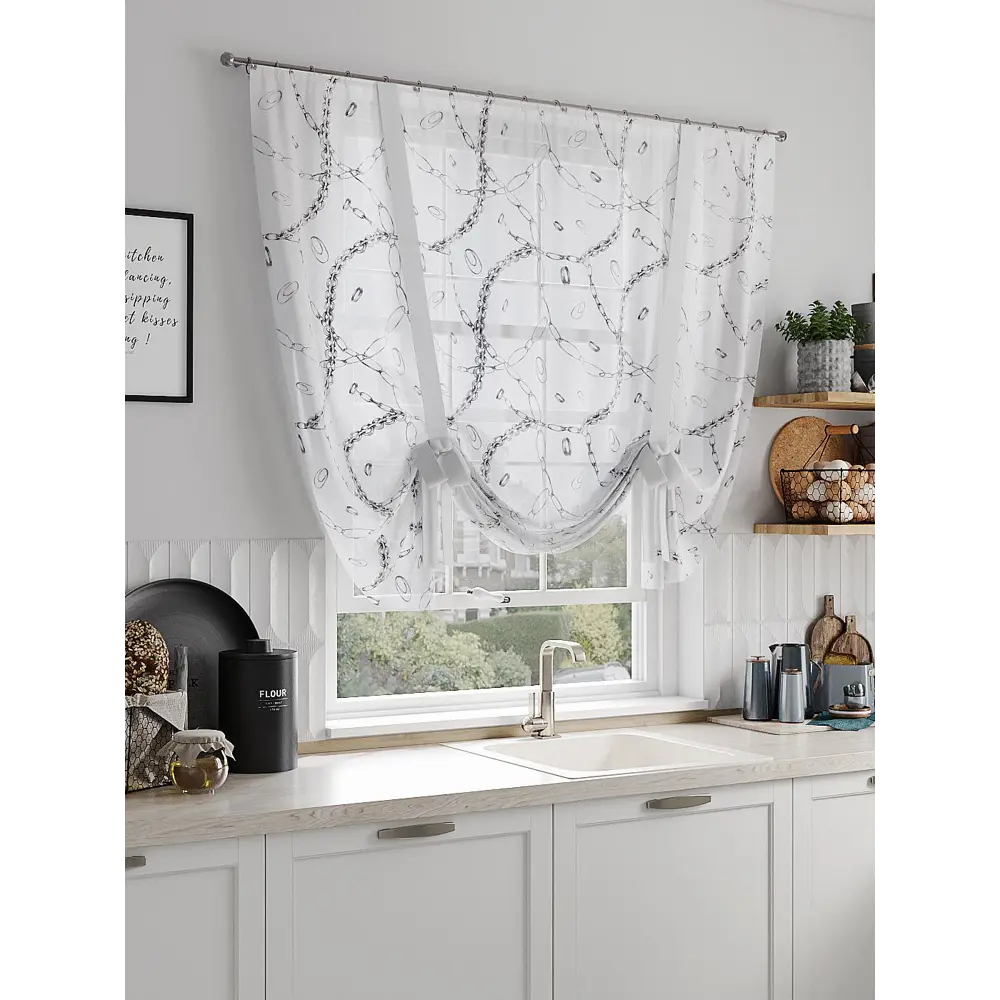 Фото Тюль на ленте Helga 150x150 см вуаль цвет белый HH518048 Фото Тюль на ленте Helga 150x150 см вуаль цвет белый HH518048