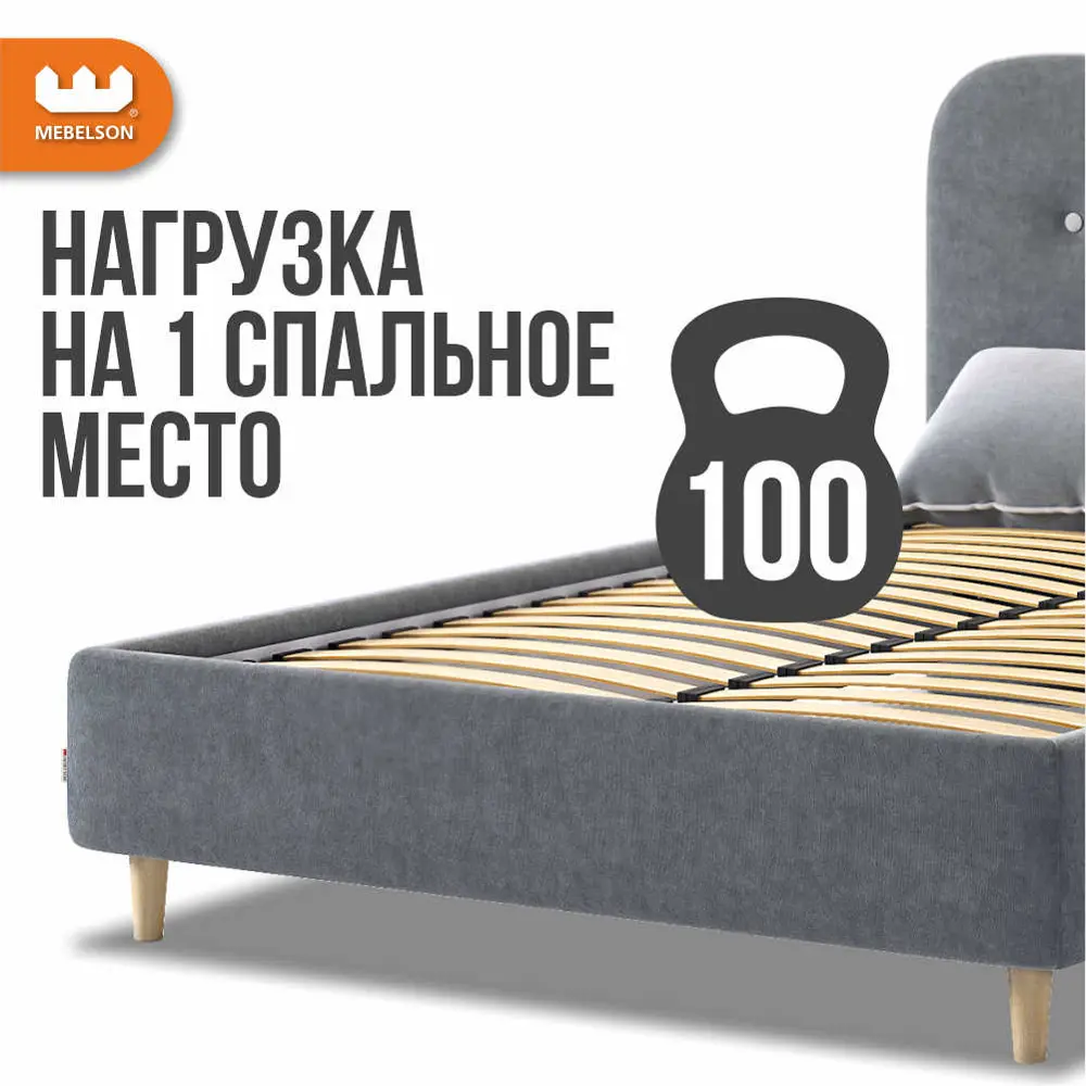 Фото 5 Кровать с основанием Mebelson Лео 181x101x213 см велюр цвет графит Фото 5 Кровать с основанием Mebelson Лео 181x101x213 см велюр цвет графит
