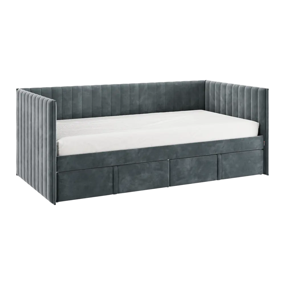 Фото Кровать с ящиками Mebelson Твикс 212x78x101 см велюр цвет графит 171562.2171