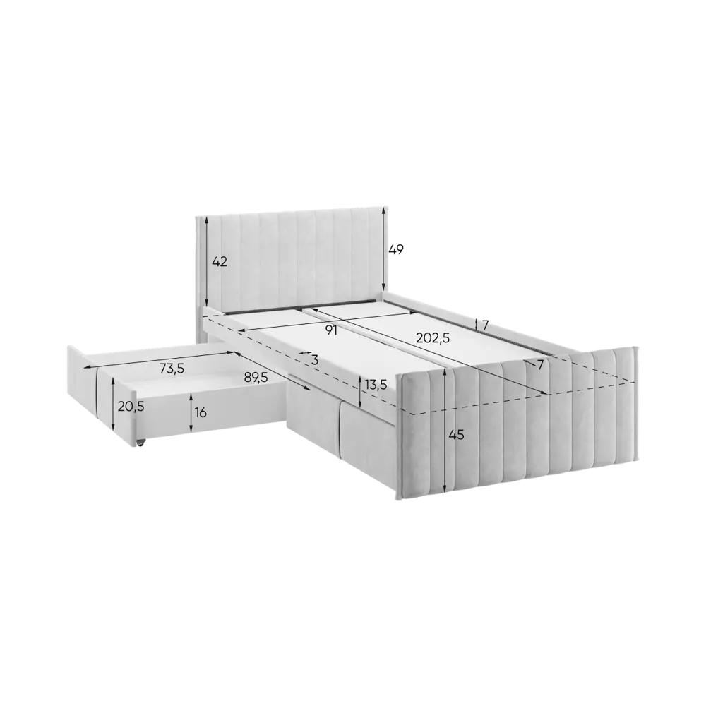 Фото 4 Кровать с ящиками Mebelson Твикс 101.5x78x212 см велюр цвет капучино 171565.2170 Фото 4 Кровать с ящиками Mebelson Твикс 101.5x78x212 см велюр цвет капучино 171565.2170