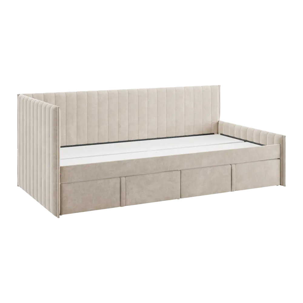 Фото 4 Кровать с ящиками Mebelson Твикс 212x78x101.5 см велюр цвет капучино 171564.2170 Фото 4 Кровать с ящиками Mebelson Твикс 212x78x101.5 см велюр цвет капучино 171564.2170