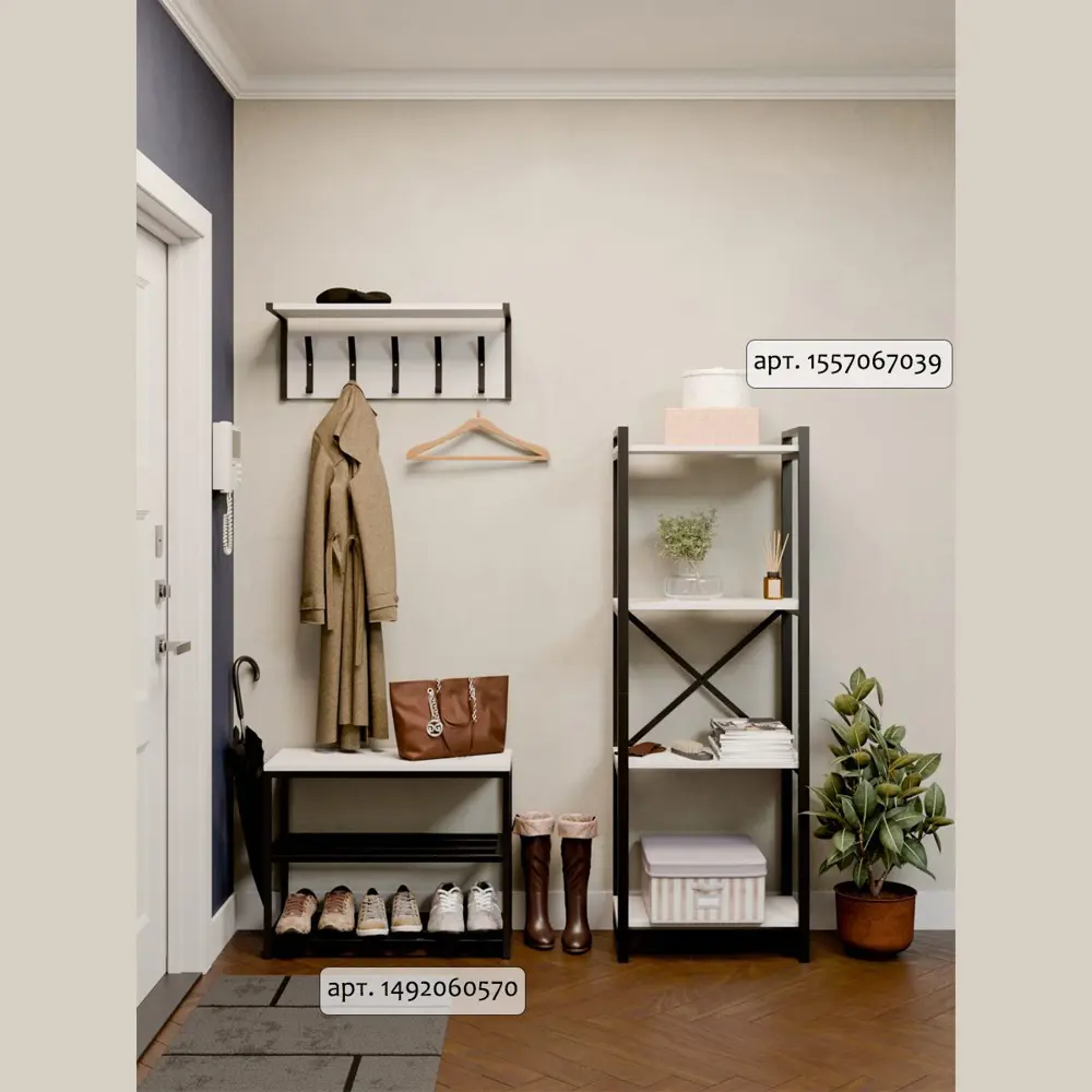 Фото 2 Настенная вешалка 70x26x26 см 5 крючков цвет венге