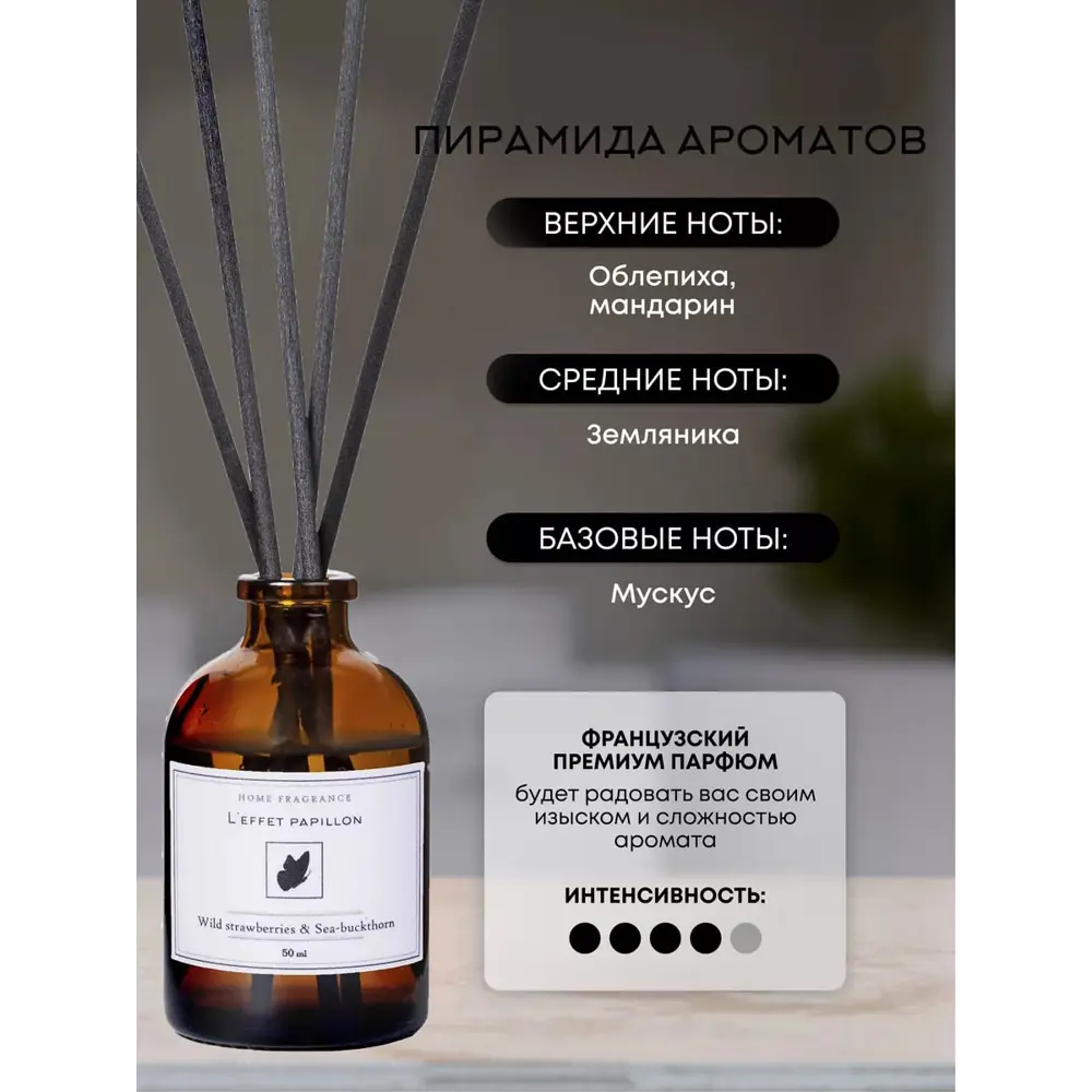 Фото 2 Аромадиффузор L'effet papillon 50 мл Земляника и Облепиха Фото 2 Аромадиффузор L'effet papillon 50 мл Земляника и Облепиха