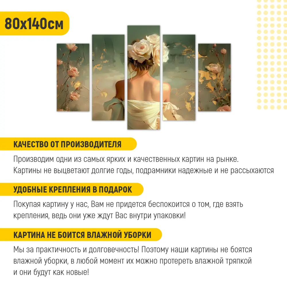 Фото 2 Картина модульная на стену ДоброДаров Силуэт девушки 140x80 см MD0730 Фото 2 Картина модульная на стену ДоброДаров Силуэт девушки 140x80 см MD0730