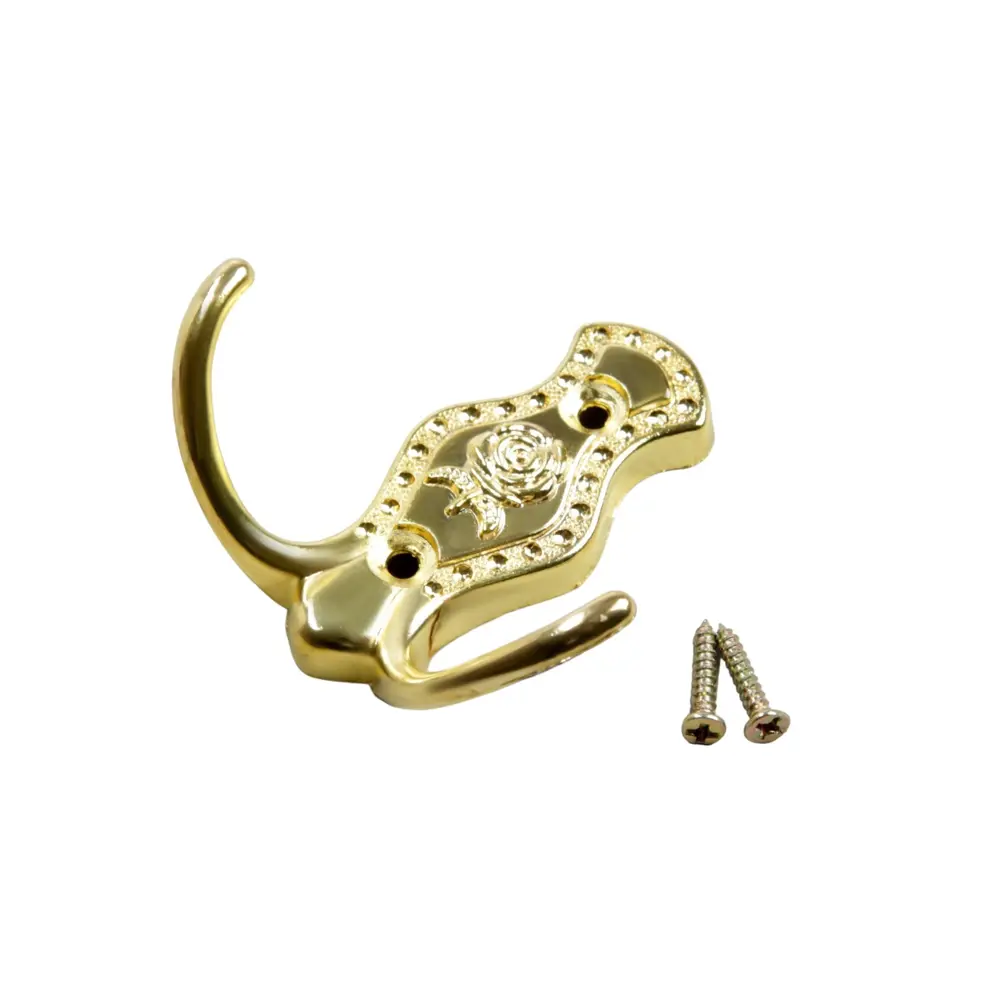 Фото 3 Крючки мебельные Тундра tkd023 двухрожковый золото 4 шт