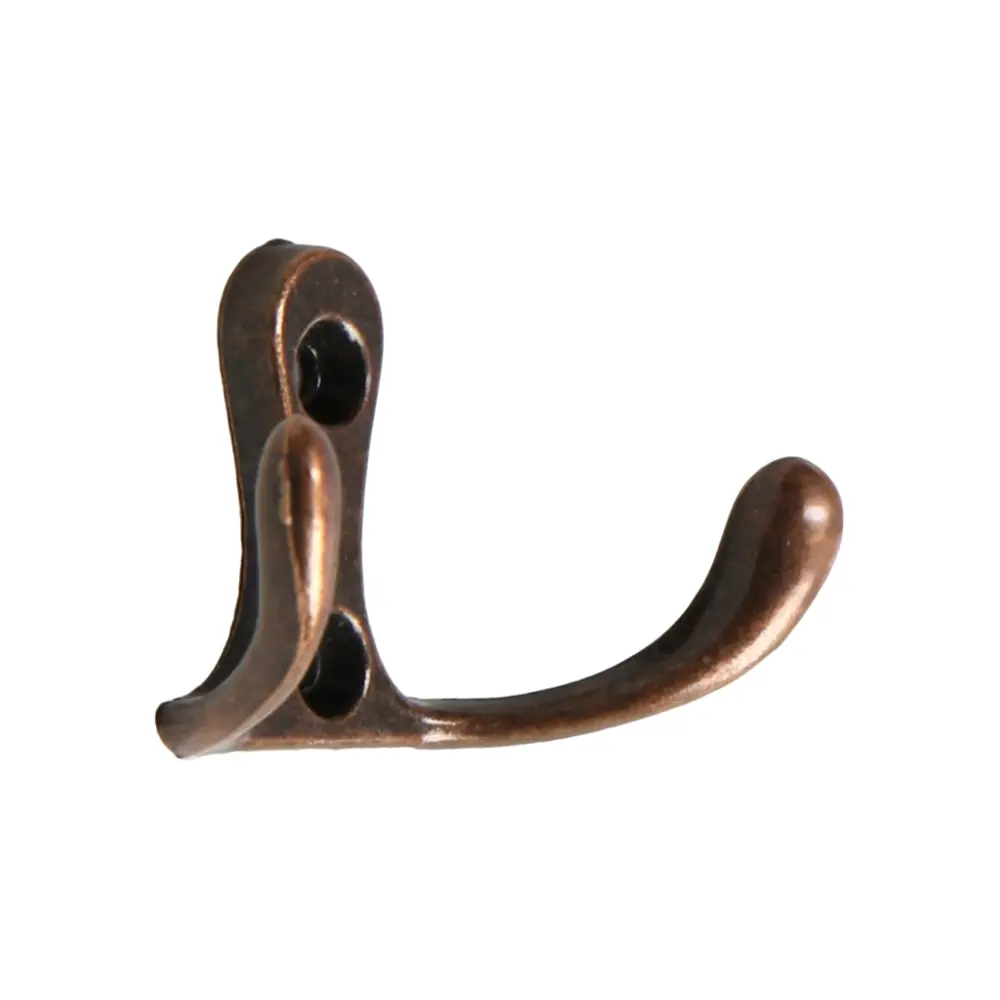 Фото Крючки мебельные Тундра tkd005 двухрожковый медь 5 шт