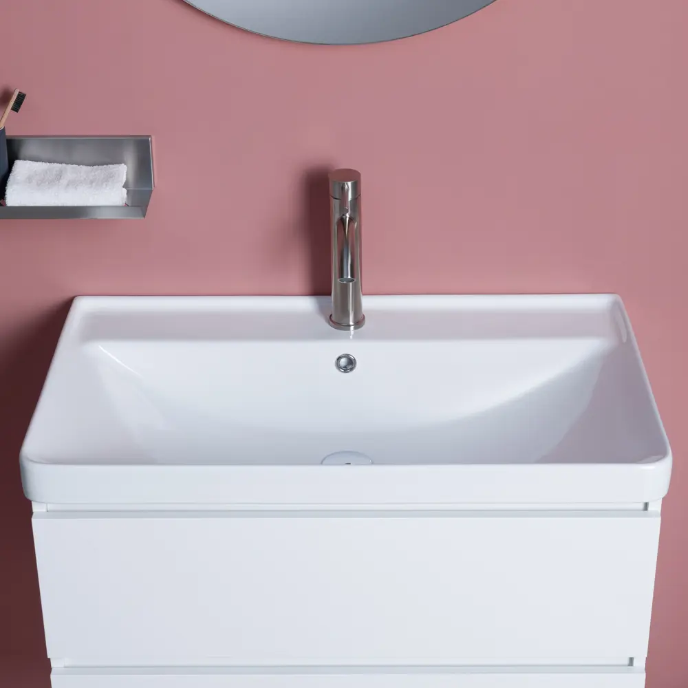 Фото 5 Тумба под раковину напольная Logan 00338708 79.4см цвет белый, с раковиной Фото 5 Тумба под раковину напольная Logan 00338708 79.4см цвет белый, с раковиной