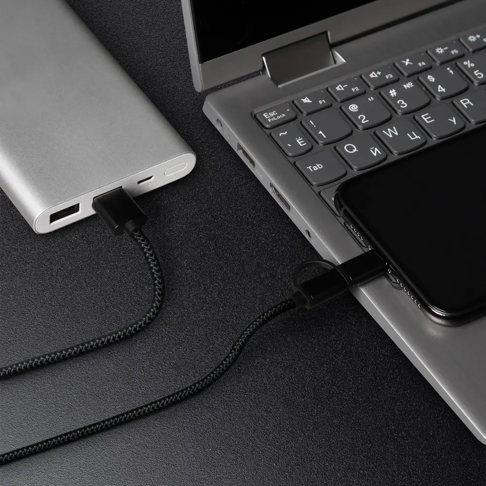 Фото 2 Кабель Windigo 2 в 1 microUSB/Lightning - USB 2 А нейлон оплетка 1 м цвет черный Фото 2 Кабель Windigo 2 в 1 microUSB/Lightning - USB 2 А нейлон оплетка 1 м цвет черный