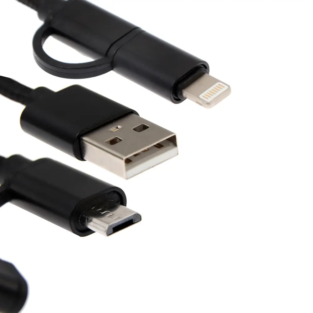 Фото 4 Кабель Windigo 2 в 1 microUSB/Lightning - USB 2 А нейлон оплетка 1 м цвет черный Фото 4 Кабель Windigo 2 в 1 microUSB/Lightning - USB 2 А нейлон оплетка 1 м цвет черный