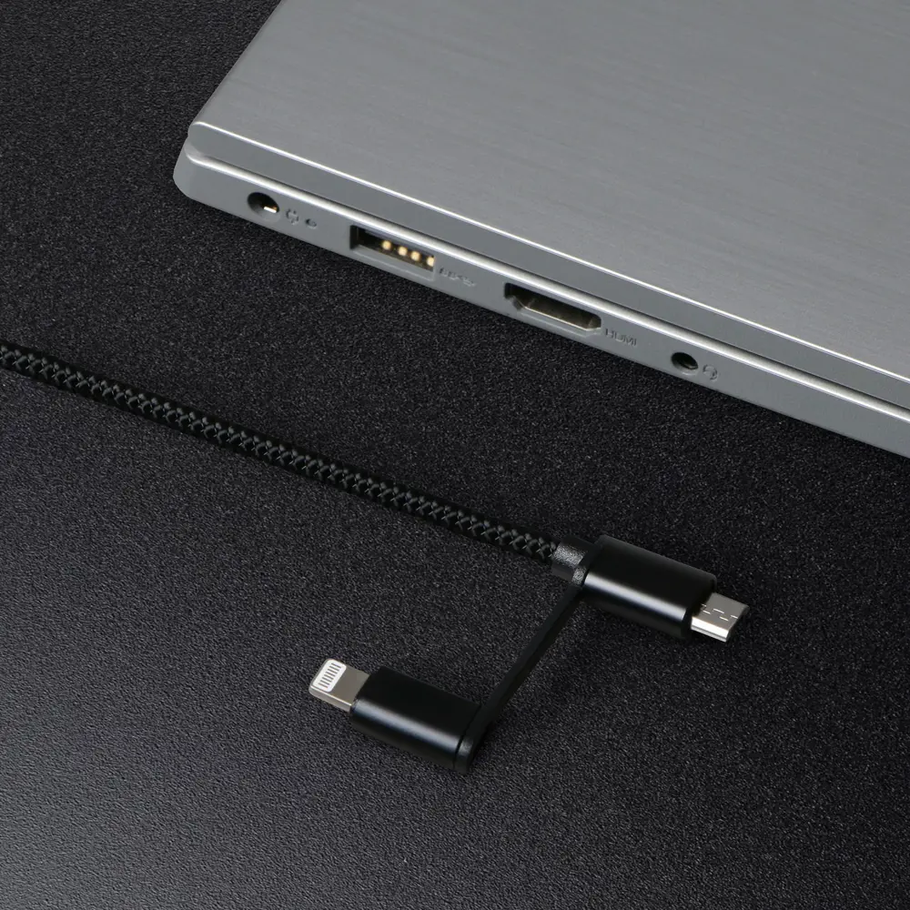 Фото 3 Кабель Windigo 2 в 1 microUSB/Lightning - USB 2 А нейлон оплетка 1 м цвет черный Фото 3 Кабель Windigo 2 в 1 microUSB/Lightning - USB 2 А нейлон оплетка 1 м цвет черный