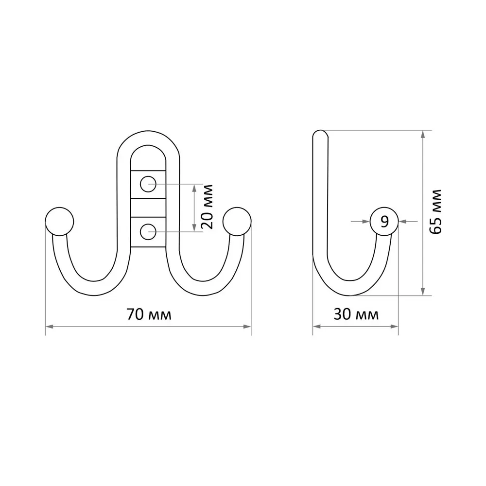 Фото 4 Крючки мебельные Тундра tkd017 двухрожковый золото 4 шт