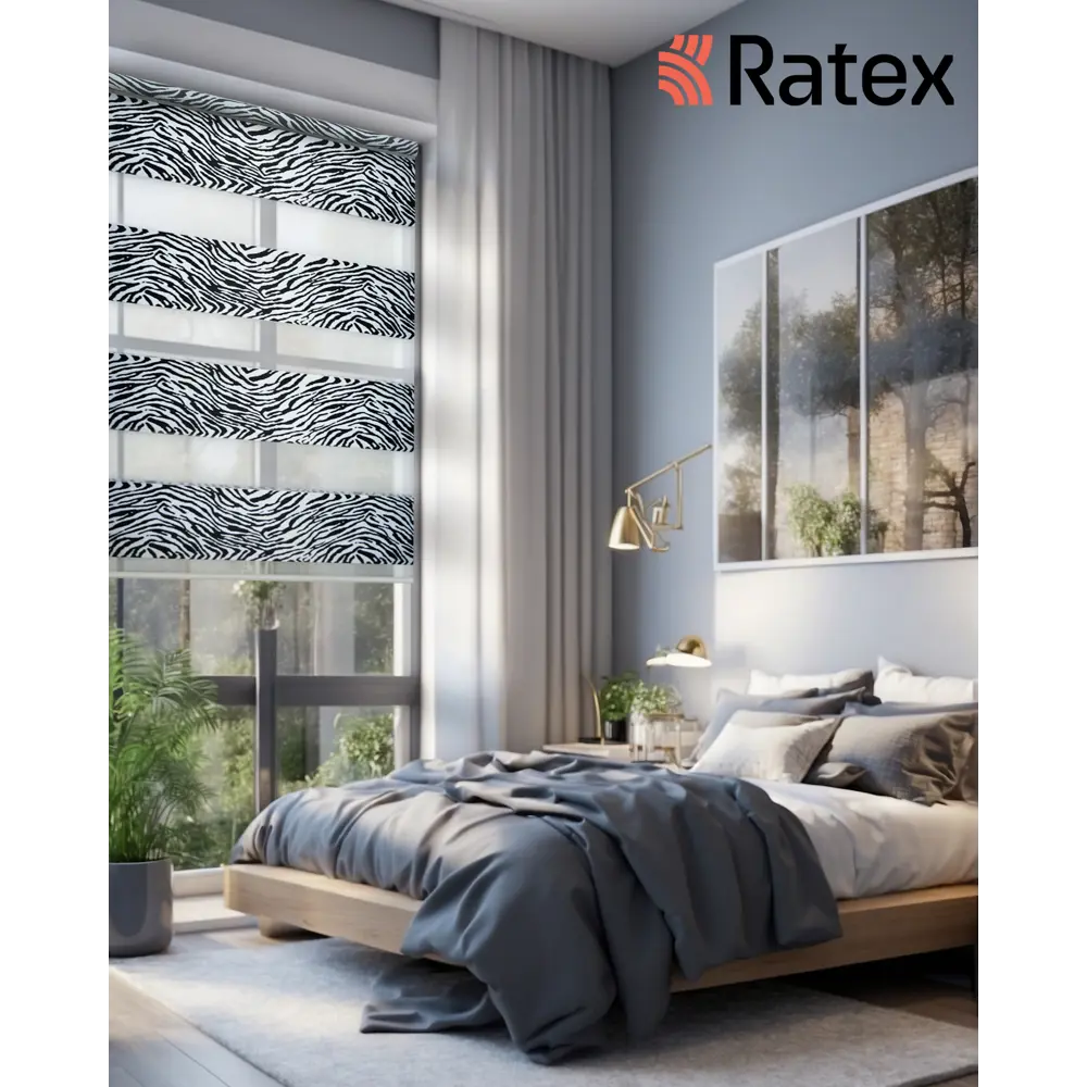 Фото 3 Рулонная штора Лентабел Сафари 52x160 см цвет бело-черный Фото 3 Рулонная штора Лентабел Сафари 52x160 см цвет бело-черный