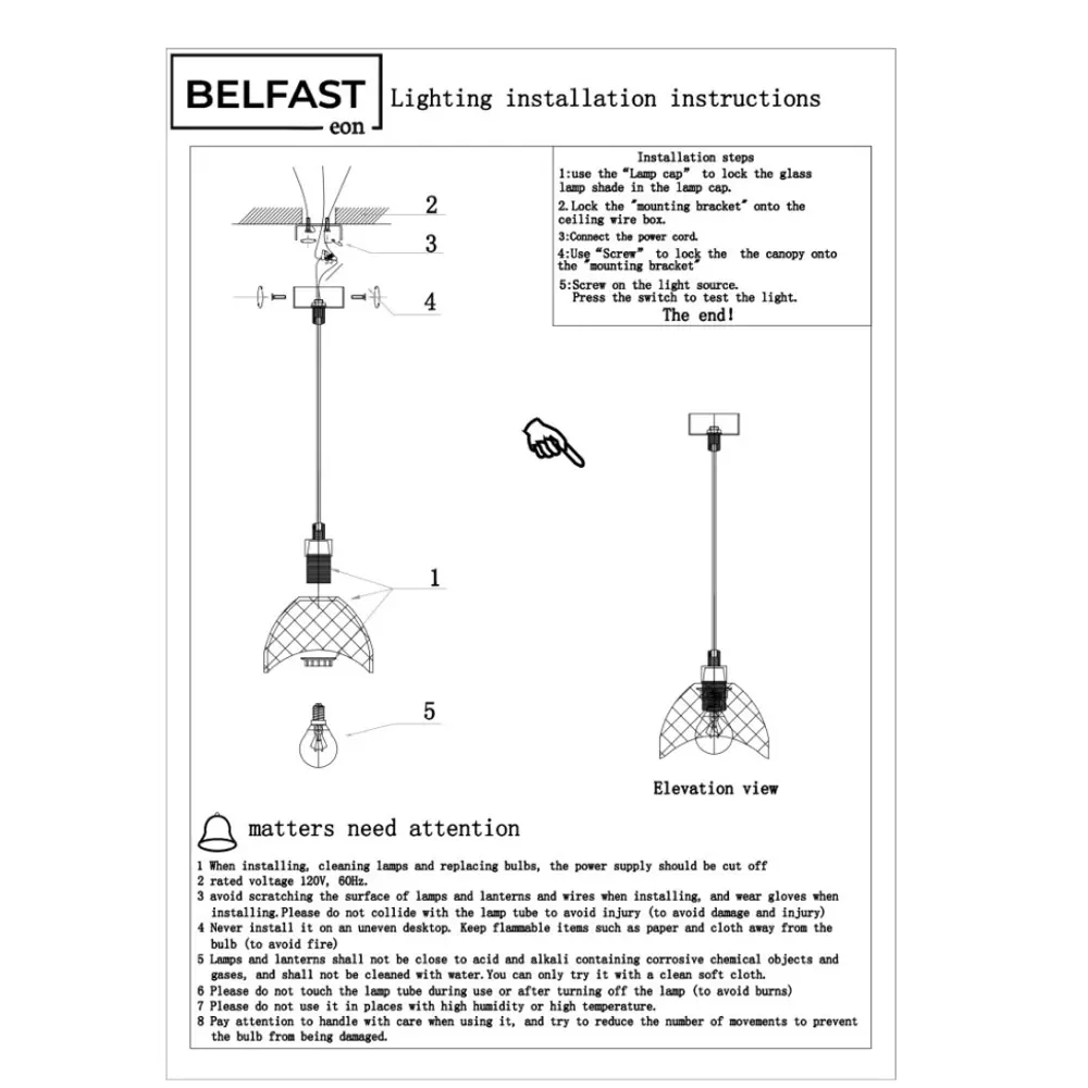 Фото 4 Светильник подвесной Belfast Clifton D33331-1-gl-gr 1 лампа 1.57 м² цвет серый, латунь