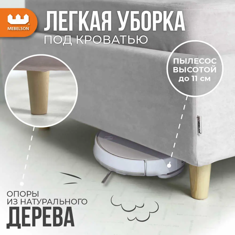 Фото 3 Кровать Mebelson Лео с основанием 111x101x215.5 см велюр цвет графит Фото 3 Кровать Mebelson Лео с основанием 111x101x215.5 см велюр цвет графит