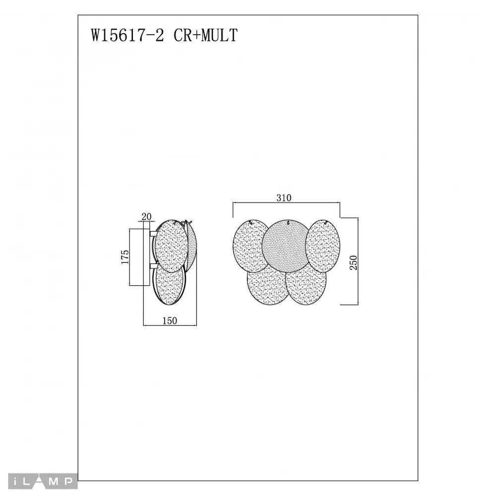 Фото 3 Настенный светильник Ilamp Rivoli W15617-2 cr+mult цвет хром Фото 3 Настенный светильник Ilamp Rivoli W15617-2 cr+mult цвет хром