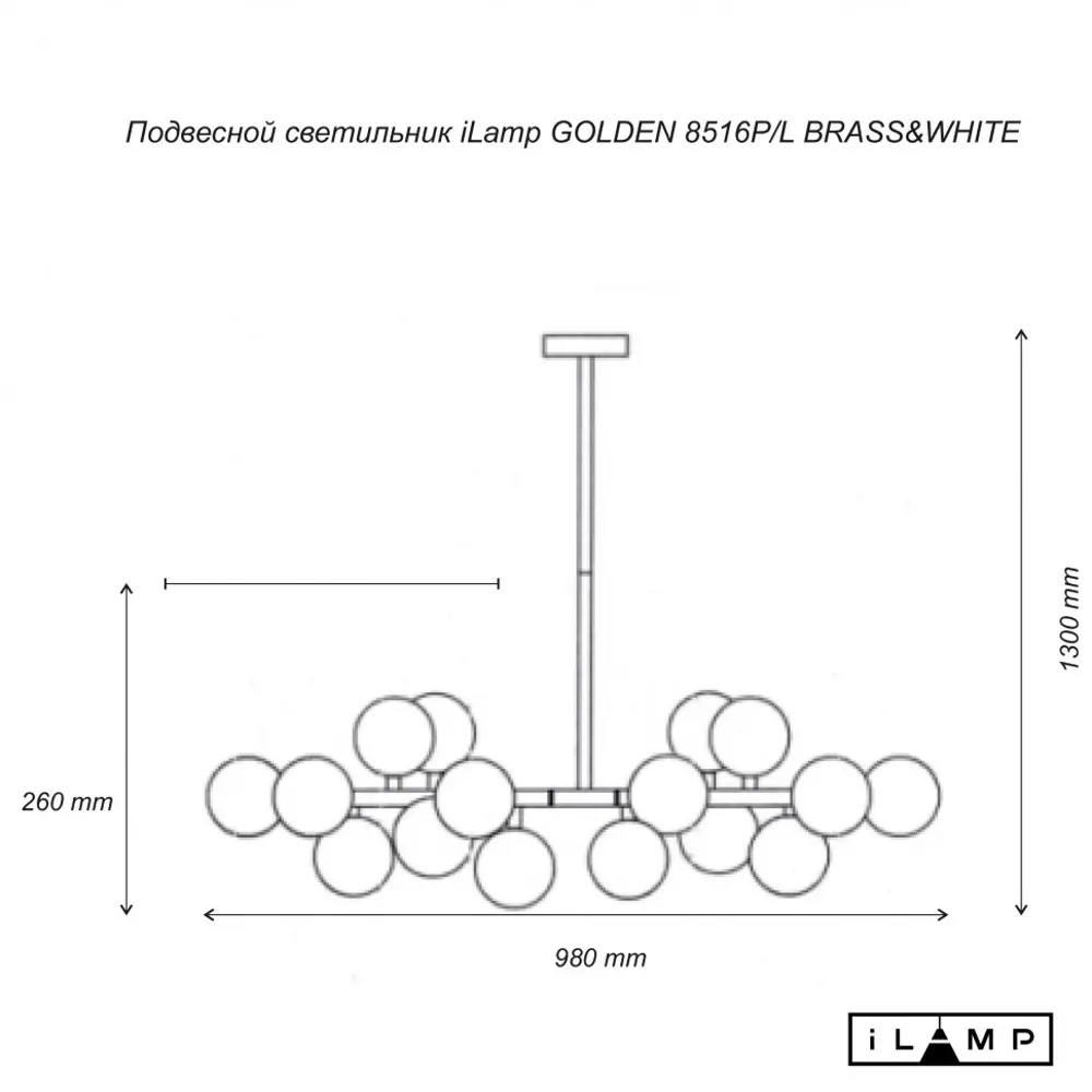 Фото 3 Люстра на штанге Ilamp 8516p_l br-wh 16 ламп 26.667 м² цвет золото