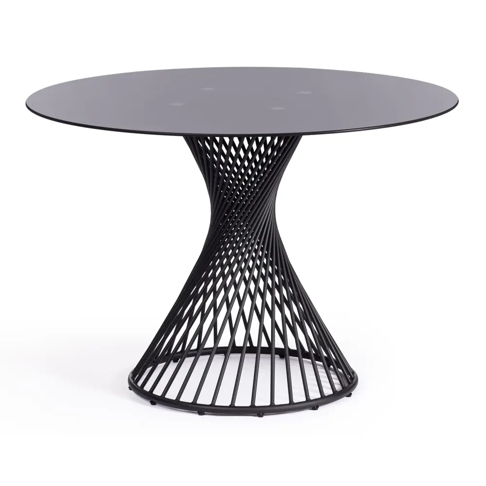 Фото Кухонный стол круглый Tetchair Bertoia 110x110 см металл/стекло цвет черный Фото Кухонный стол круглый Tetchair Bertoia 110x110 см металл/стекло цвет черный
