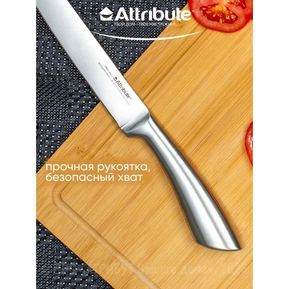 Фото 3 Нож филейный Steel Attribute лезвие 20 см цвет серый/серебристый Фото 3 Нож филейный Steel Attribute лезвие 20 см цвет серый/серебристый