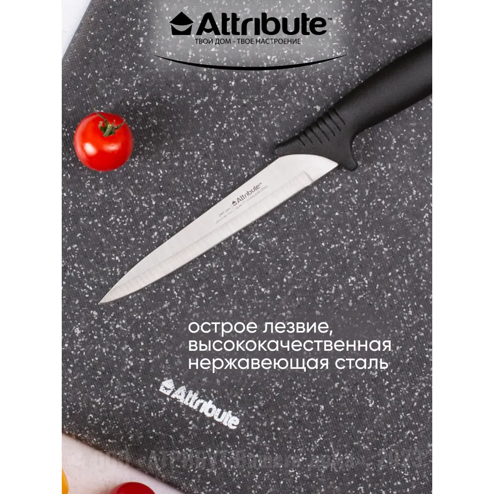 Фото 9 Набор ножей Chef 5 предметов Attribute лезвие 20 см цвет черный Фото 9 Набор ножей Chef 5 предметов Attribute лезвие 20 см цвет черный