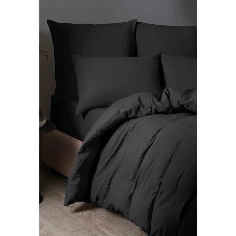 Фото Простыня Sleep ix Юко 90x200 см сатин на резинке цвет темно-серый Фото Простыня Sleep ix Юко 90x200 см сатин на резинке цвет темно-серый