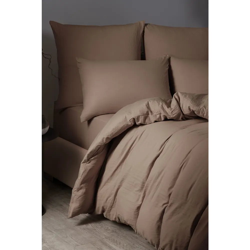 Фото Простыня Sleep ix Юко 200x200 см сатин на резинке цвет коричневый Фото Простыня Sleep ix Юко 200x200 см сатин на резинке цвет коричневый