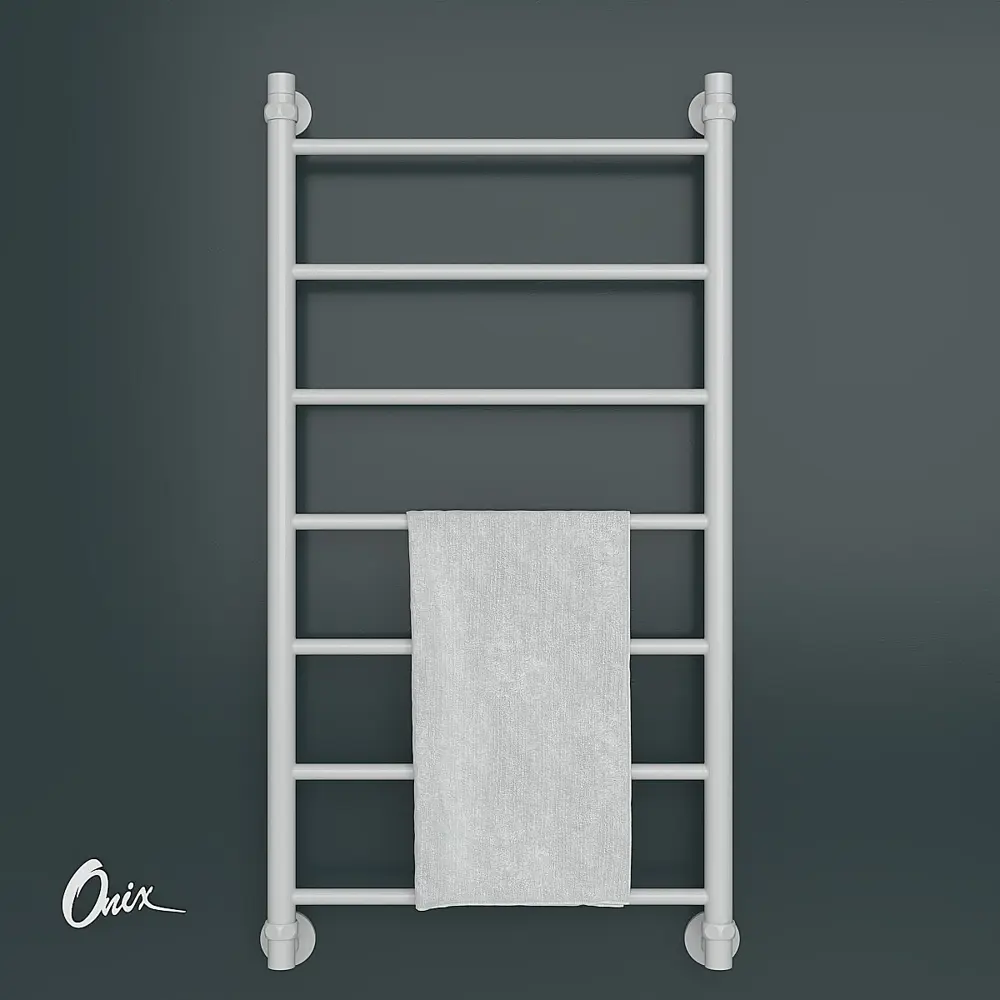 Фото 2 Полотенцесушитель водяной лесенка Onix Classic 50x100 см 1/2" нержавеющая сталь цвет белый матовый Фото 2 Полотенцесушитель водяной лесенка Onix Classic 50x100 см 1/2" нержавеющая сталь цвет белый матовый
