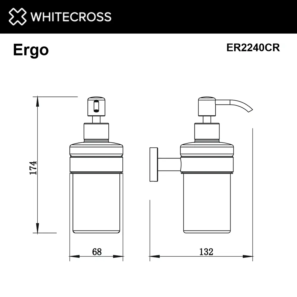 Фото 2 Дозатор для жидкого мыла подвесной WHITECROSS ERGO ER2240CR цвет хром Фото 2 Дозатор для жидкого мыла подвесной WHITECROSS ERGO ER2240CR цвет хром